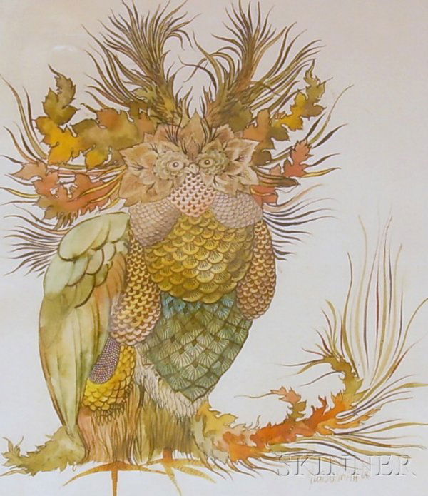 Lot of Two Framed American 20th Century Ink and W: Lot of Two Framed American 20th Century Ink and Watercolor Drawings of Women and a Rooster, signed and dated "Newton Smith ''67" and "Newton Smith '68" respectively, sight sizes to 15 1/2 x 13 1/2 in.