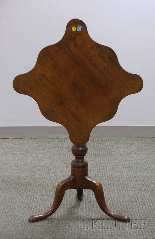 Cherry Serpentine Tilt-top Candlestand.