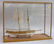 1060: Cased Carved and Painted Wooden Two-masted Sailin