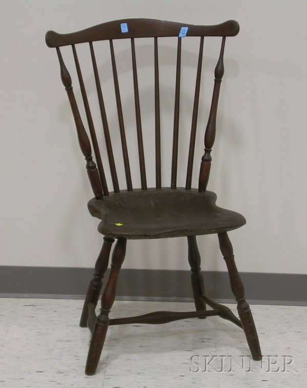 Black-painted Windsor Fan-back Side Chair.: Black-painted Windsor Fan-back Side Chair.