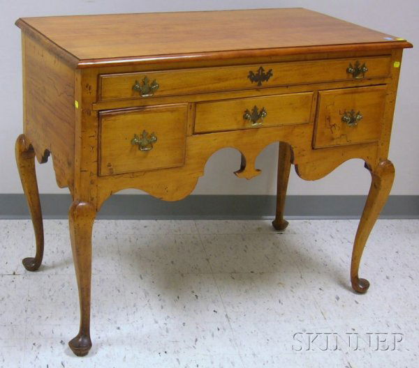 Queen Anne Carved Maple Lowboy, ht. 31 1/4, wd. 4: Queen Anne Carved Maple Lowboy, ht. 31 1/4, wd. 41 in.