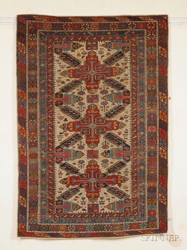 Seichour Rug, Northeast Caucasus, last quarter 19t: Seichour Rug, Northeast Caucasus, last quarter 19th century, (minor wear to center, black oxidation), 6 ft. 8 in. x 4 ft. 7 in.