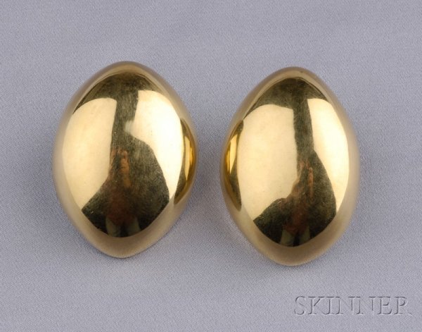 18kt Gold Dome Earclips, Demner, each designed as