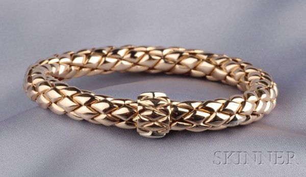 18kt Rose Gold "Stretch" Bracelet, Chimento, the t: 18kt Rose Gold "Stretch" Bracelet, Chimento, the tubular form of flexible navette links, 22.5 dwt, lg. 7 7/8 in., signed.