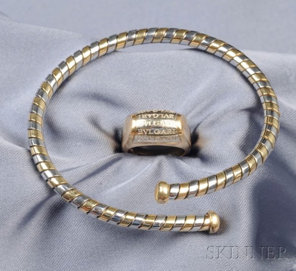 Two Jewelry Items, Bulgari, an 18kt gold and stain