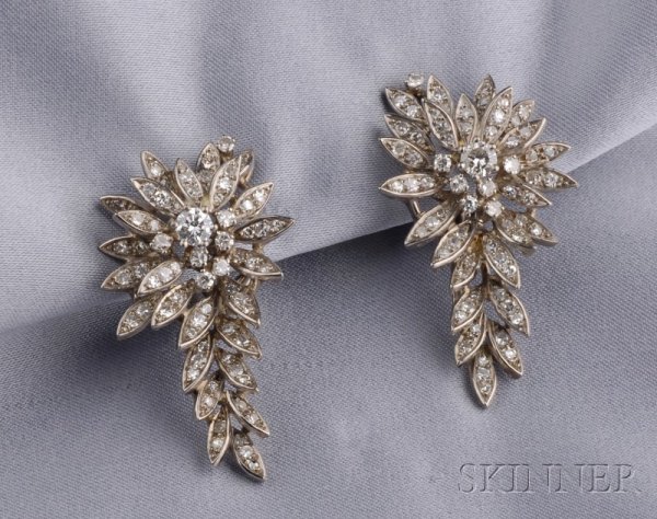 Platinum and Diamond Earclips, the leaf forms pron