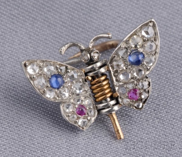 Antique Platinum and Diamond Veil Pin, designed as