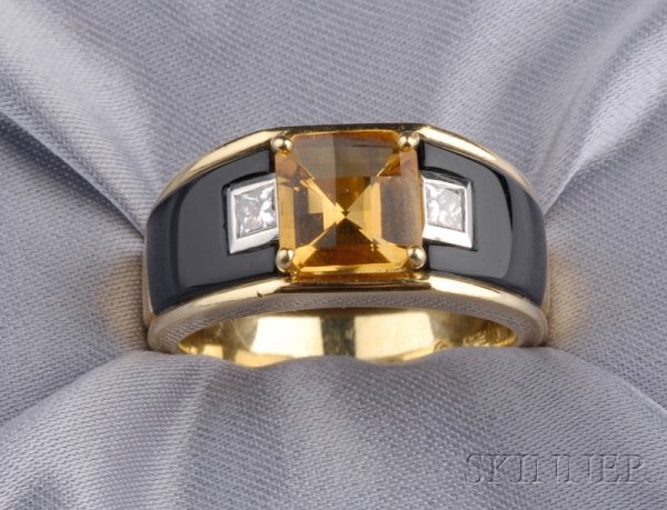 18kt Gold and Platinum Gem-set Ring, c. 1970s, set