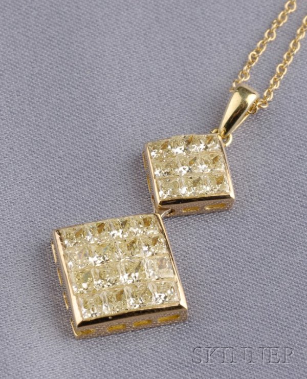 18kt Gold and Diamond Pendant, designed as graduat