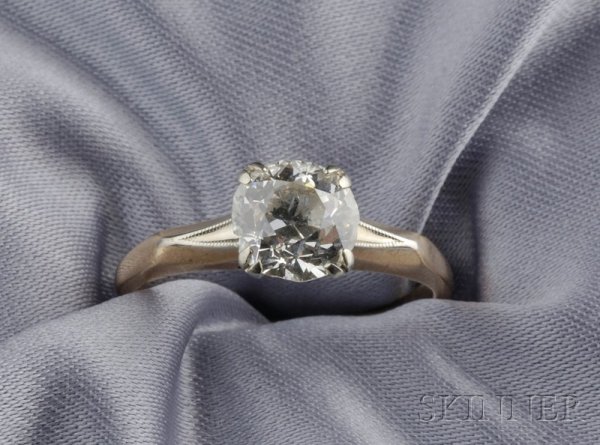 Diamond Solitaire, prong-set with an old mine-cut
