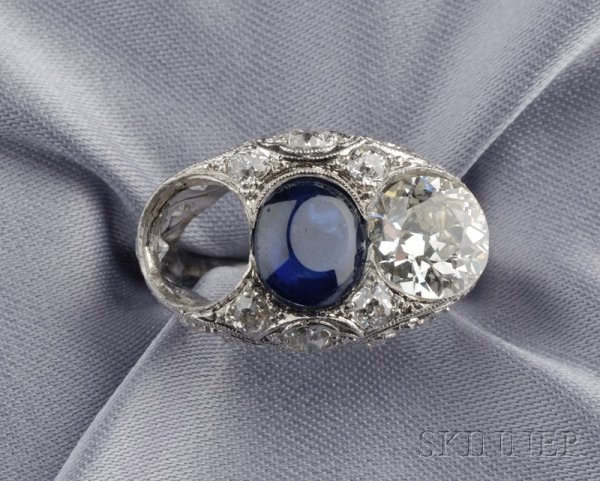 Art Deco Platinum and Diamond Ring Mount and Unmou