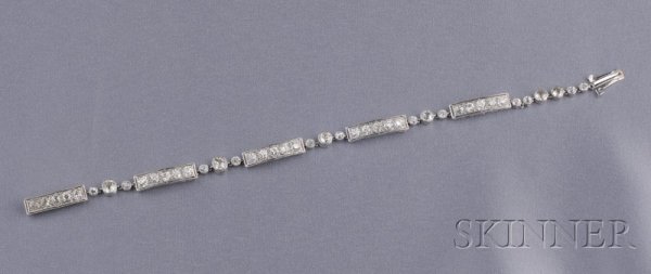Art Deco Platinum and Diamond Bracelet, bead and b
