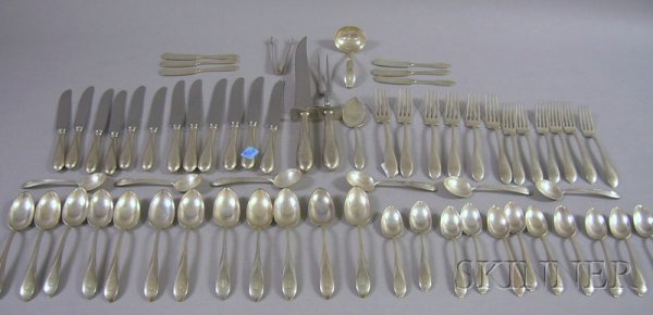 Concord Silver Company Sterling Silver Partial Flat: Concord Silver Company Sterling Silver Partial Flatware Service for Twelve, Yankee Clipper pattern, approx. sixty-six pieces, including serving pieces, approx. 56 troy oz.