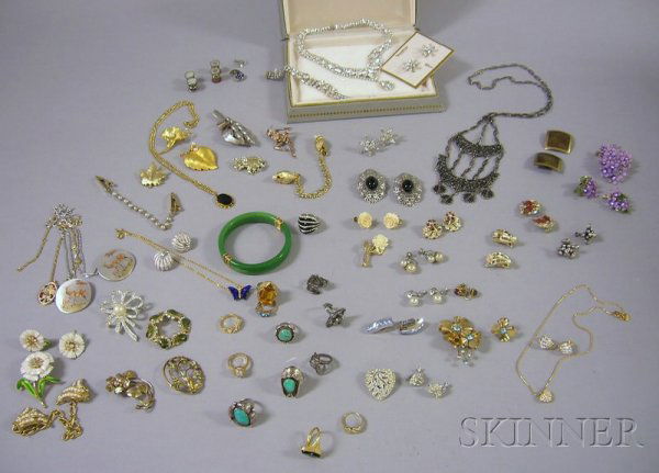 Group of Costume and Estate Jewelry, including a: Group of Costume and Estate Jewelry, including a Vendome paste suite, cuff links, pieces by Reed & Barton, Trifari, Swarovski, and other makers, and additional assorted items.