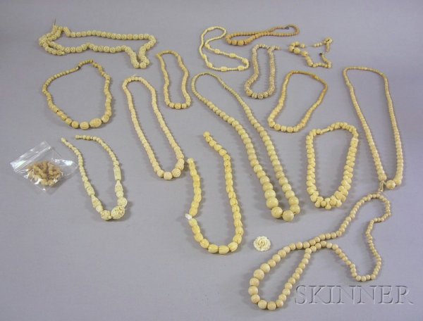 Group of Carved Bone Necklaces.