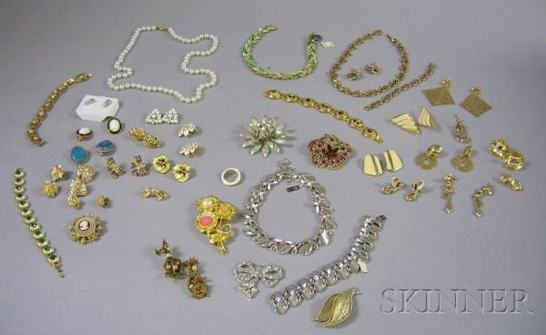 Group of Signed Costume Jewelry, including Coro,: Group of Signed Costume Jewelry, including Coro, Trifari, Napier, Givenchy, and other makers.