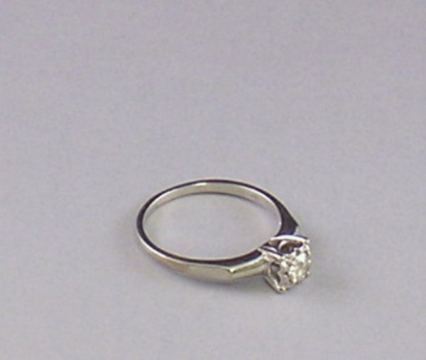 White Gold and Diamond Solitaire Ring, size 8.: White Gold and Diamond Solitaire Ring, size 8.