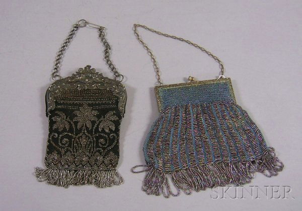 Two Antique Metal-framed Beaded Purses.: Two Antique Metal-framed Beaded Purses.