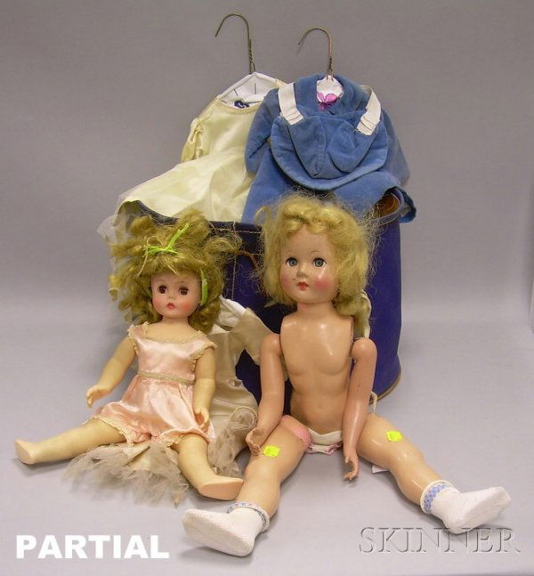 Two Partial Dolls and Doll Clothes, includes one E: Two Partial Dolls and Doll Clothes, includes one Effanbee doll.