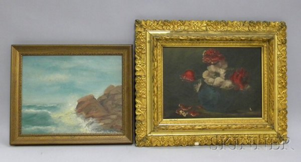Framed American School Oil on Canvas Coastal Scen