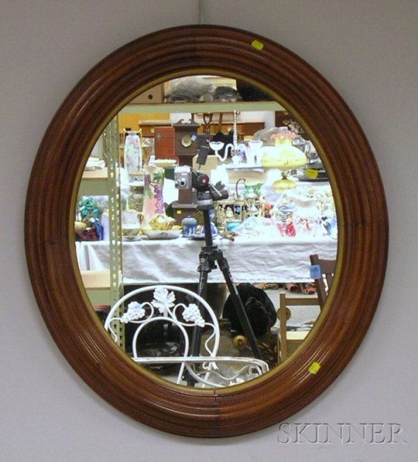 Victorian Oval Walnut Mirror, lg. 31 in.