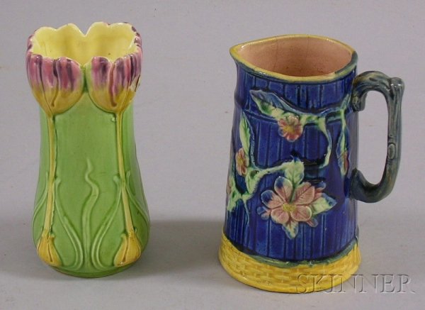 Majolica Cream Pitcher and Small Art Nouveau Pott