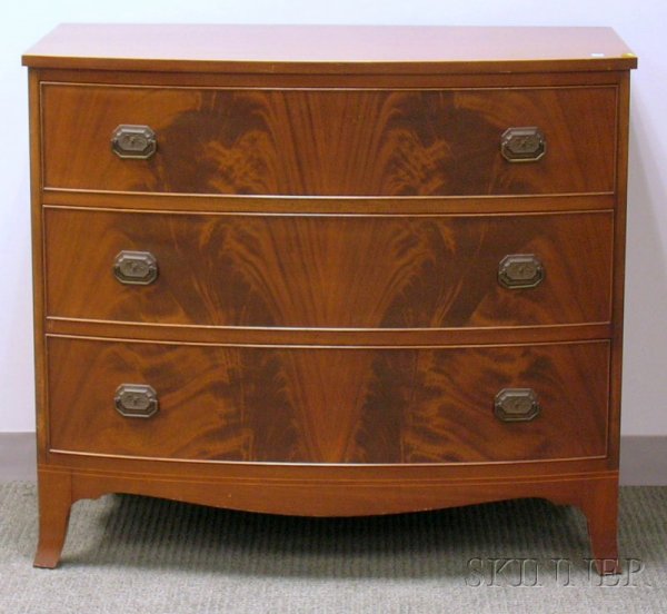Regency-style Inlaid Mahogany Bowfront Three-Draw