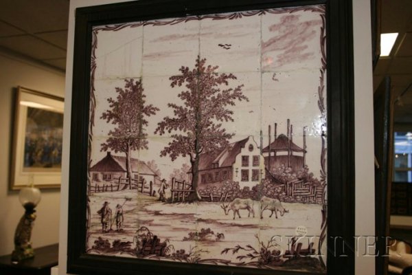 Pair of Dutch Delft Tile Pictures, Holland, 18th c