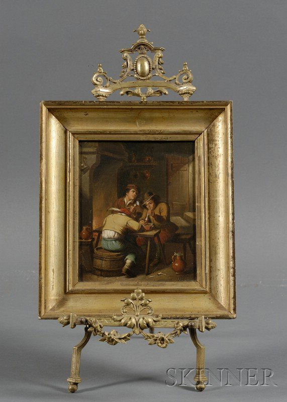 Manner of Adriaen Jansz van Ostade (Dutch, 1610-16: Manner of Adriaen Jansz van Ostade (Dutch, 1610-1685) Interior View with Figures Smoking Pipes Unsigned. Oil on tin, 7 1/2 x 6 1/4 in. (19.1 x 15.9 cm), framed. Condition: Flaking, losses, surface gri