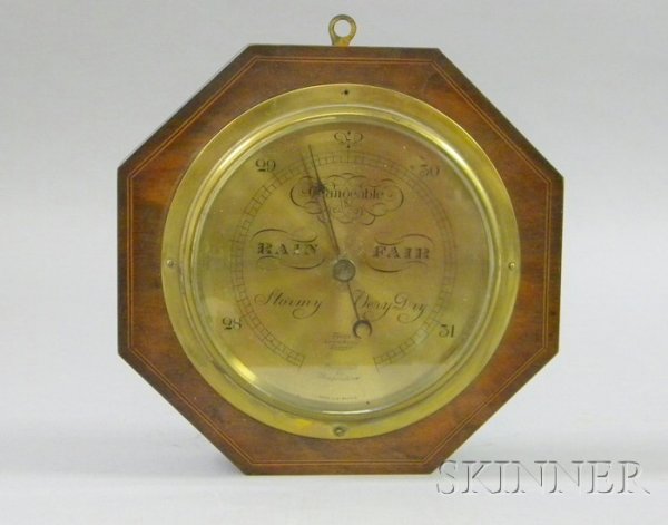 Tycos, Short & Mason British Octagonal Hanging Bar: Tycos, Short & Mason British Octagonal Hanging Barometer, ht. 9 1/2 in.