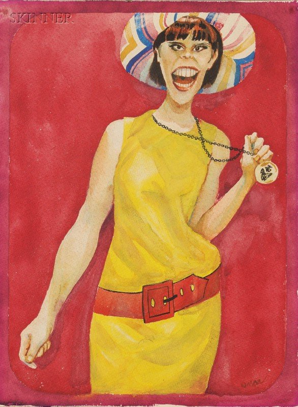 David Omar White (American, 20th/21st Century) Fas: David Omar White (American, 20th/21st Century) Fashion Plate. Signed "OMAR" l.r. Watercolor on paper, 20 x 15 in., unframed. Condition: Toning.