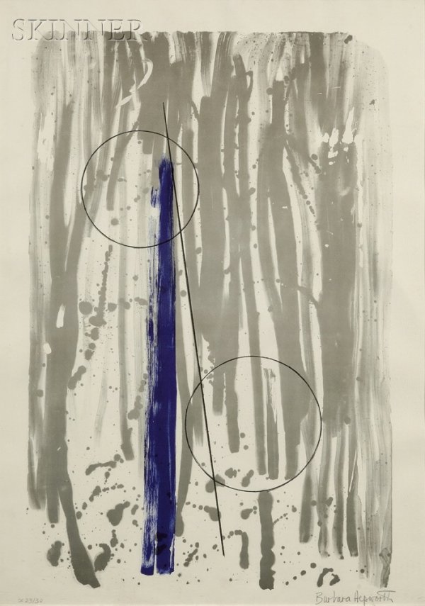 Dame Barbara Hepworth (British, 1903-1975) Two Mar: Dame Barbara Hepworth (British, 1903-1975) Two Marble Forms (Mykonos), 1969, edition of 30. Signed "Barbara Hepworth" in pencil l.r., numbered "...23/30" in pencil l.l., Curwen Studio dry stamp l.l., 