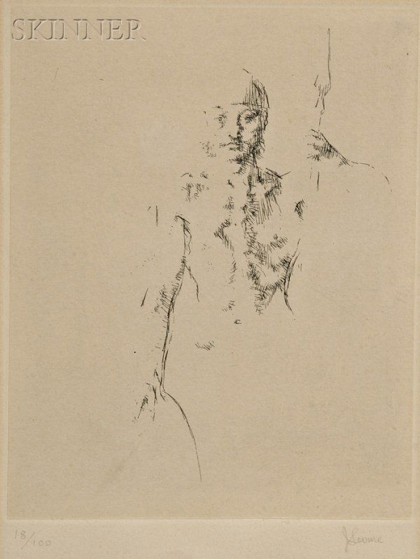 Jack Levine (American, b. 1915) Judas Maccabeus, 1: Jack Levine (American, b. 1915) Judas Maccabeus, 1963-1964, edition of 100 plus proofs (Prescott, 15). Signed "JLevine" in pencil l.r., numbered "18/100" in pencil l.l. Etching on chine colle, plate s