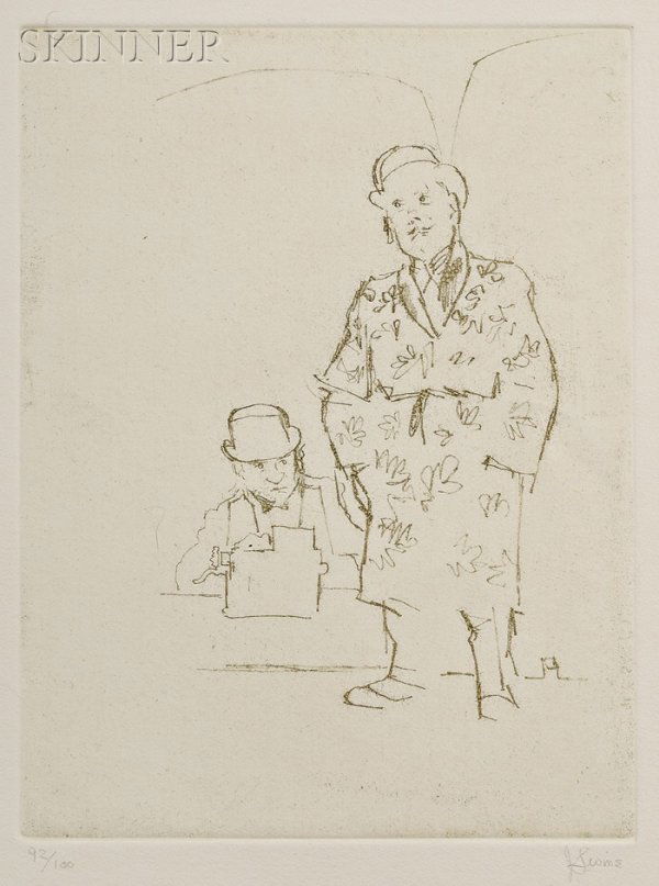 Jack Levine (American, b. 1915) Image from the DRE: Jack Levine (American, b. 1915) Image from the DREIGROSCHENFILM Suite, 1967, edition of 100 plus proofs. Signed "JLevine" in pencil l.r., numbered "92/100" in pencil l.l. Soft-gr