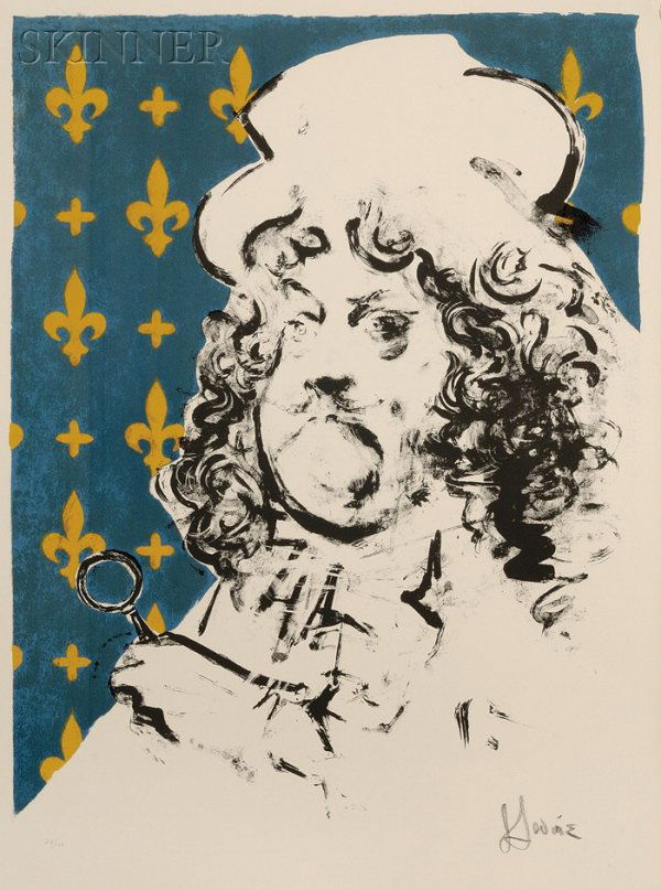 Jack Levine (American, b. 1915) The Art Lover, 196: Jack Levine (American, b. 1915) The Art Lover, 1967, edition of 100 plus proofs (Prescott, 46). Signed "JLevine" in pencil l.r., numbered "24/100" in pencil l.l. Color lithograph on Arches cream paper