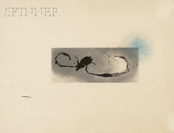 Joan Miró (Spanish, 1893-1983) Two Images from SAN: Joan Miró (Spanish, 1893-1983) Two Images from SANS LE SOLEIL, MALGRE LES AUTRES ASTRES, IL FERAIT NUIT, 1965, edition of 75 plus proofs (Dupin 400 & 401). Signed "Miro" in pencil on the a