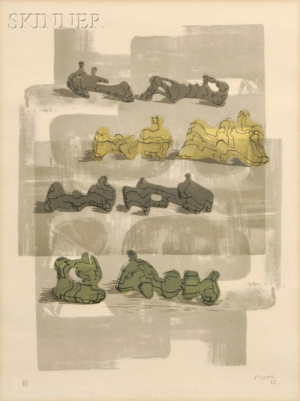 Henry Moore (British, 1898-1986) Eight Reclining F: Henry Moore (British, 1898-1986) Eight Reclining Figures with Architectural Background, 1963, edition of 65 (Cramer et al., 44). Signed and dated "Moore 63." in pencil l.r., numbered 23/65" in pencil