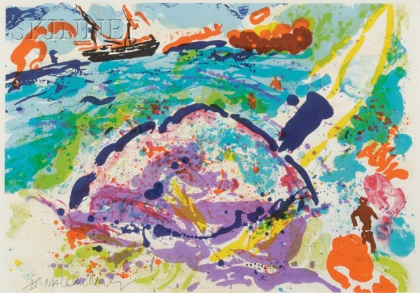 Malcolm Morley (British, b. 1931) Wind Surfers, 19: Malcolm Morley (British, b. 1931) Wind Surfers, 1987, edition of 56, published by Gemini G.E.L. Numbered and signed "15/56 Malcolm Morley" in pencil l.l., identified on a label from the Kristina Wasse