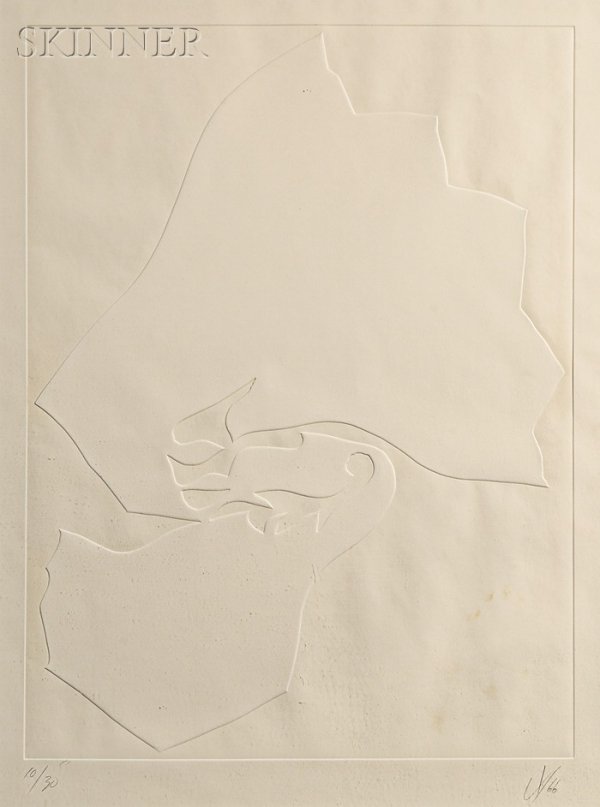 Jack Youngerman (American, b. 1926) Untitled, 1966: Jack Youngerman (American, b. 1926) Untitled, 1966, edition of 30. Initialed and dated "JY 66" in pencil l.r., numbered "10/30" in pencil l.l. Embossing on paper, plate size 32 1/4 x 24 in. (82.0 x 61