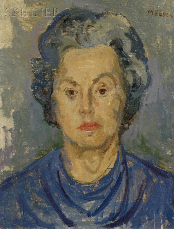 Moses Soyer (American, 1899-1974) Portrait of Lady: Moses Soyer (American, 1899-1974) Portrait of Lady Bird Johnson Signed "M SOYER" u.r. Oil on canvas, 18 x 14 in. (45.7 x 35.6 cm), framed. Condition: Minor surface grime.