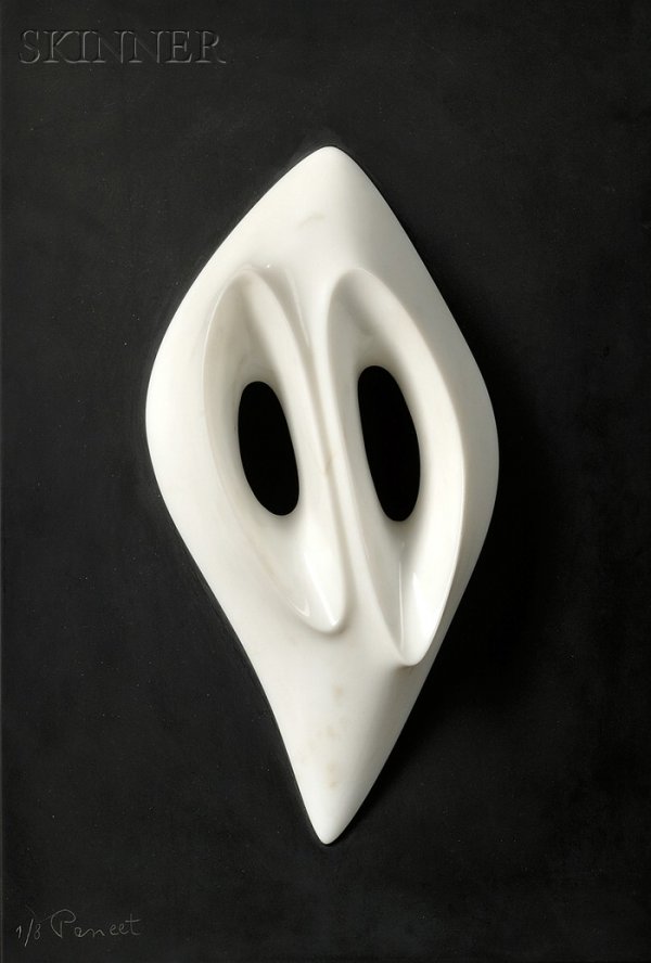Antoine Poncet (Swiss, b. 1928) Arcturus, 1975 Sig: Antoine Poncet (Swiss, b. 1928) Arcturus, 1975 Signed and numbered "1/8 Poncet" l.l. Carved white Carrara marble bas-relief, 12 1/2 x 6 1/2 x 2 1/4 in. (31.8 x 16.5 x 5.8 cm), mounted to a bl