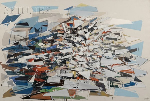 Robert Arthur Goodnough (American, b. 1917) K-7 Si: Robert Arthur Goodnough (American, b. 1917) K-7 Signed and dated "Goodnough '86" l.r., also titled, inscribed, signed, and dated "...Goodnough 86..." in pen on the reverse. Oil and acrylic