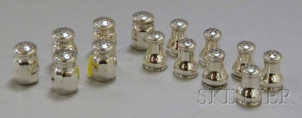 Fourteen Individual Salt and Pepper Shakers, compr: Fourteen Individual Salt and Pepper Shakers, comprising a set of six Empire, and a set of eight Watson.