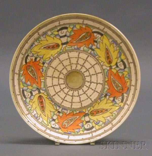 Charlotte Rhead for Crown Ducal Charger Decorated : Charlotte Rhead for Crown Ducal Charger Decorated earthenware England, second quarter 20th century Circular form, ivory ground with orange and yellow stylized flowers accented in blue and green, lustr