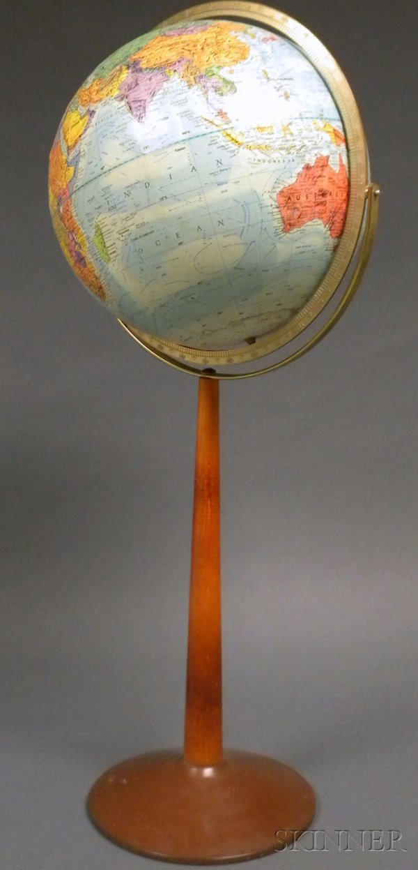Terrestrial Globe on Stand Paper, metal, and wood 