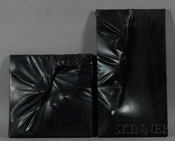 Jack Roth (American, 1927-2004) Lot of Two Wrapped: Jack Roth (American, 1927-2004) Lot of Two Wrapped Bas-Reliefs, c. 1966. One signed, dated and inscribed "Roth 66 11106 N 21 TAMPA" on the reverse. Fabric-backed vinyl, wood, and metal construct