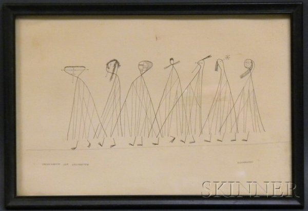 Alfred Olschewski (Prussian/American, 1921-2001) V: Alfred Olschewski (Prussian/American, 1921-2001) Vorbeimarsch der Gespenster [Parade of Ghosts] Signed "OLSCHEWSKI" in pen l.r. Ink on paper, 8 x 12 in., framed. Condition: Subtle toning, not examined