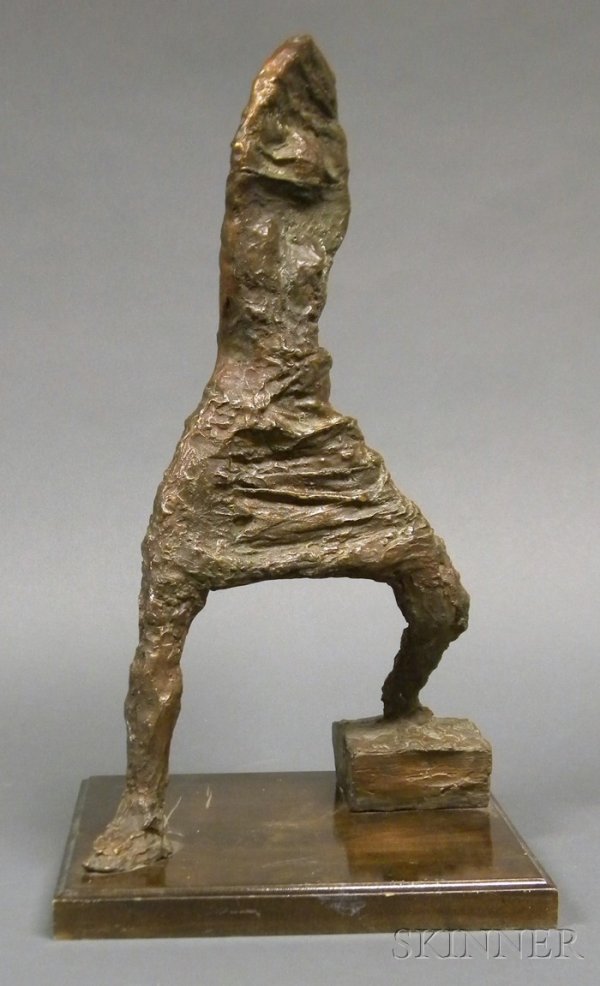 Continental School, 20th Century Untitled [Wrapped: Continental School, 20th Century Untitled [Wrapped Figure] Signed M...ossem within the cast on the reverse. Bronze with light brown patina, approximately 19 1/2 x 10 x 8 in., mounted to a wooden plint