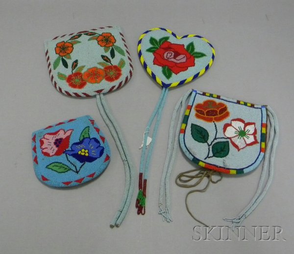 Four Floral Beaded Items. Provenance: Historic Lamm: Four Floral Beaded Items. Provenance: Historic Lammers Trading Post, established 1917 in Hardin, Montana.