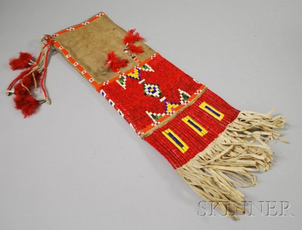 Lakota Beaded and Quilled Beaded Pipe Bag. Provenan: Lakota Beaded and Quilled Beaded Pipe Bag. Provenance: Historic Lammers Trading Post, established 1917 in Hardin, Montana.